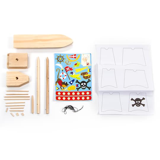 12 Pack: Wooden Model Pirate Ship Kit by Creatology™